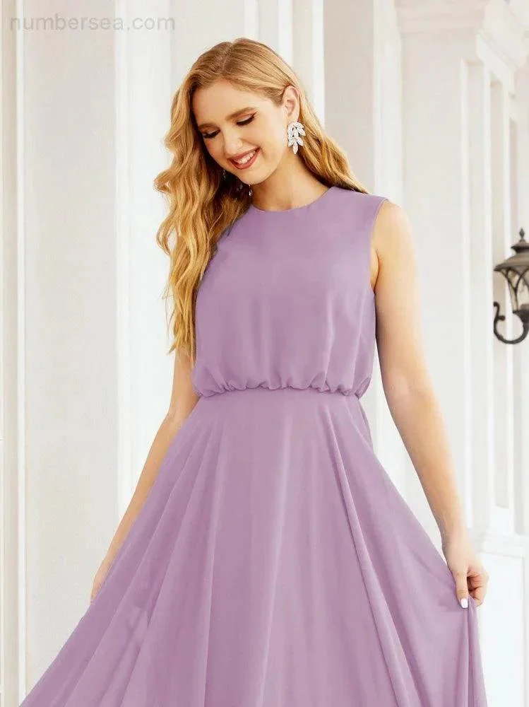 Numbersea Sleeveless Long Bridesmaid Dress A line Formal Evening Prom Gown 28025 - Image 83