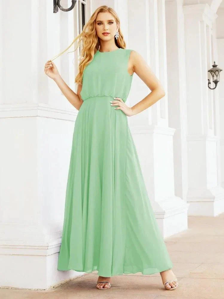 Numbersea Sleeveless Long Bridesmaid Dress A line Formal Evening Prom Gown 28025 - Image 85