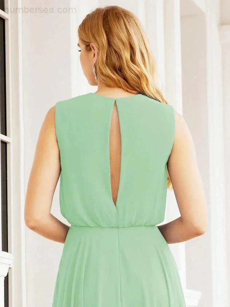 Numbersea Sleeveless Long Bridesmaid Dress A line Formal Evening Prom Gown 28025 - Image 86