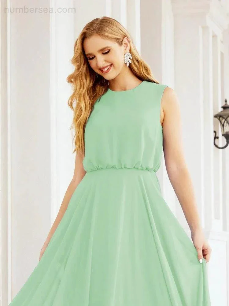 Numbersea Sleeveless Long Bridesmaid Dress A line Formal Evening Prom Gown 28025 - Image 87