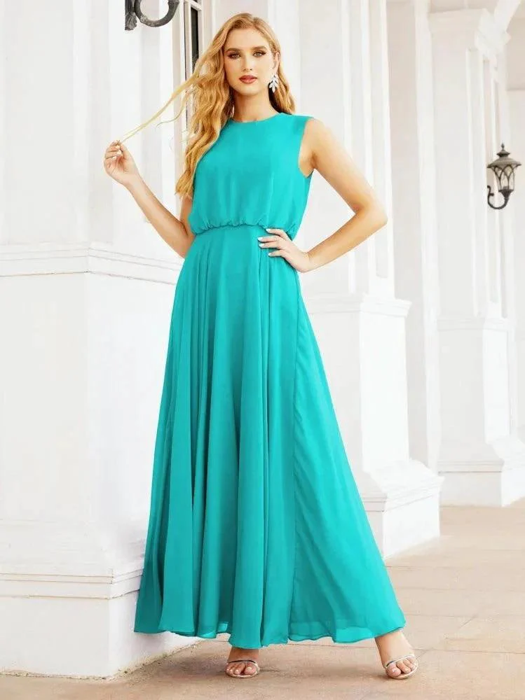 Numbersea Sleeveless Long Bridesmaid Dress A line Formal Evening Prom Gown 28025 - Image 89