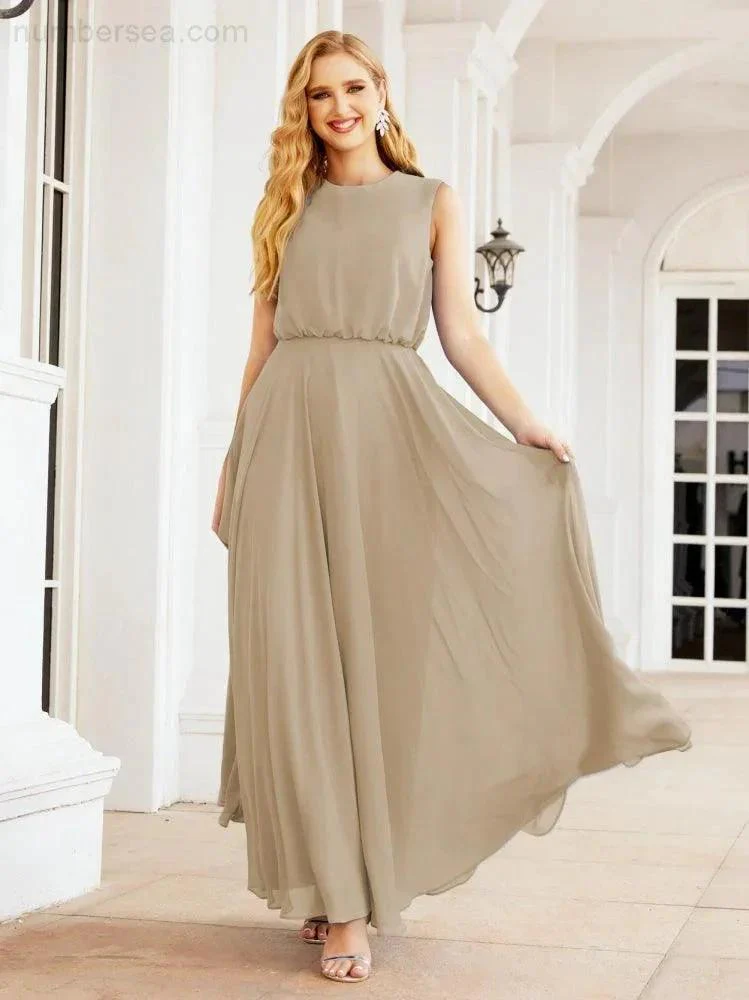 Numbersea Sleeveless Long Bridesmaid Dress A line Formal Evening Prom Gown 28025 - Image 96