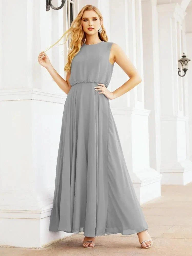 Numbersea Sleeveless Long Bridesmaid Dress A line Formal Evening Prom Gown 28025 - Image 97