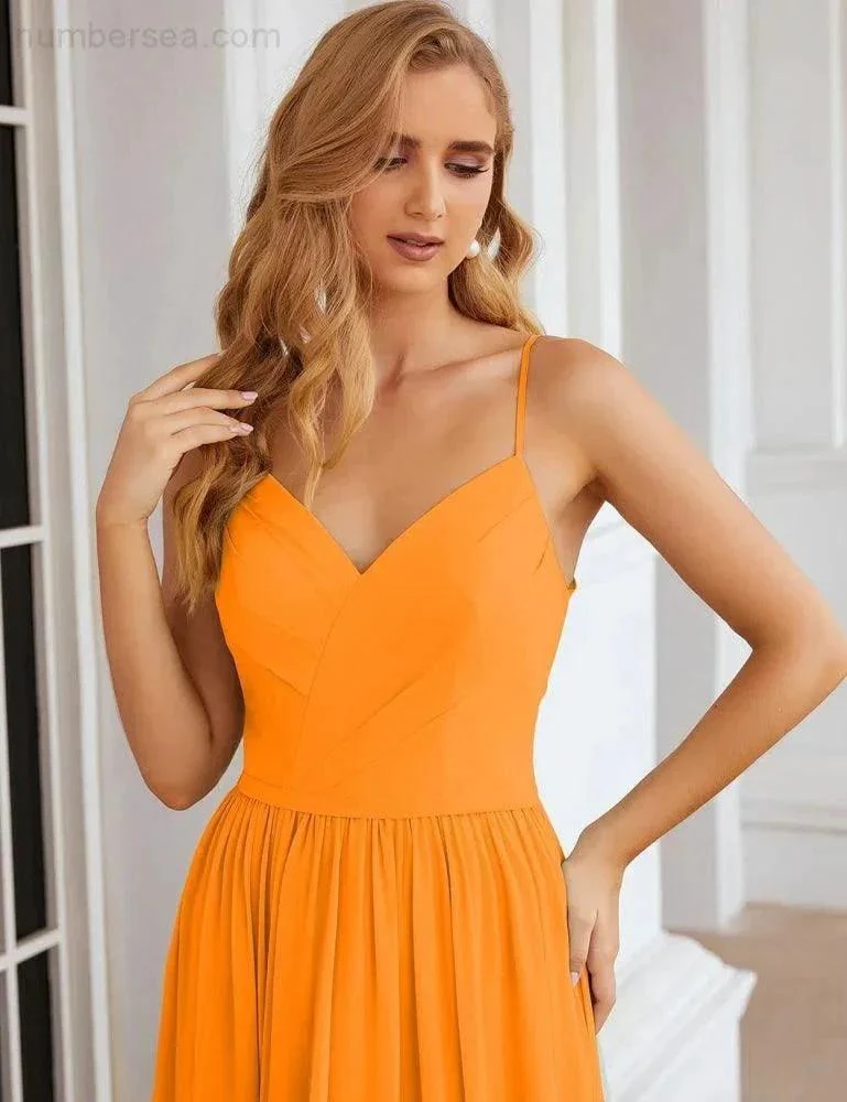 Numbersea Spaghetti Strap Bridesmaid Dresses Long Formal Party Prom Gowns 28060 - Image 12