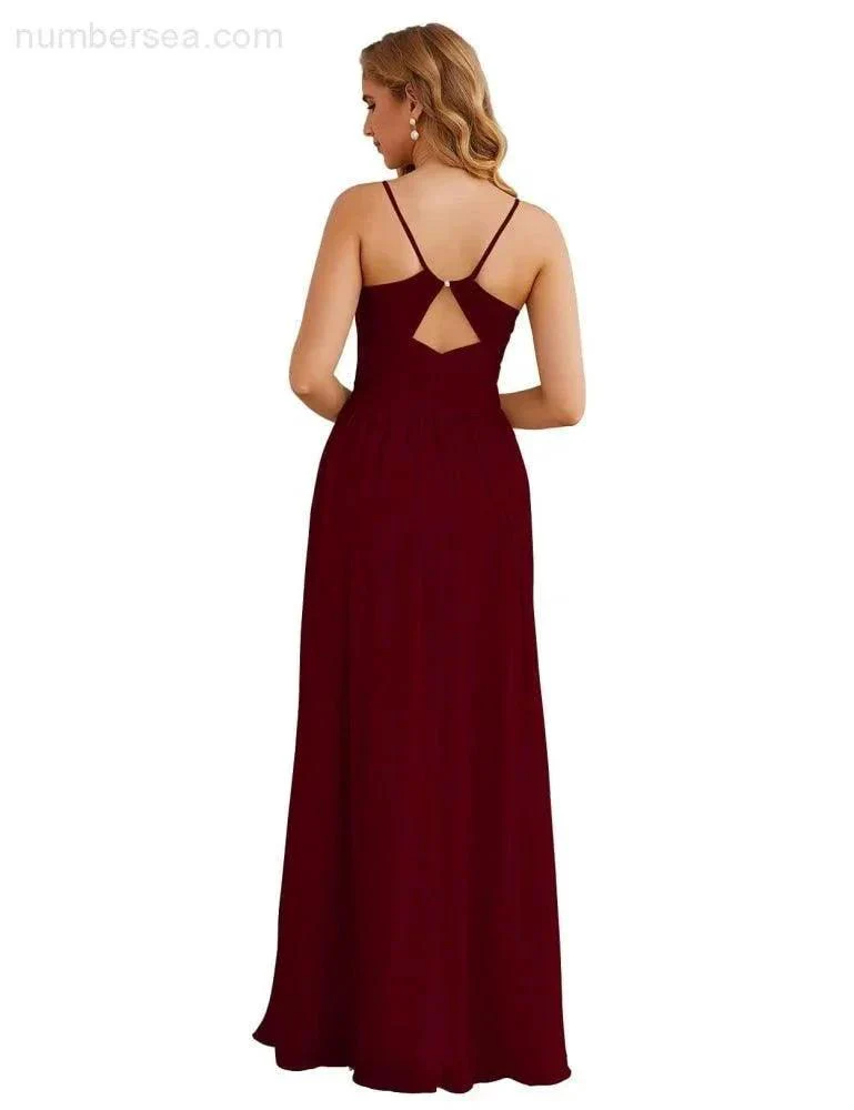 Numbersea Spaghetti Strap Bridesmaid Dresses Long Formal Party Prom Gowns 28060 - Image 14