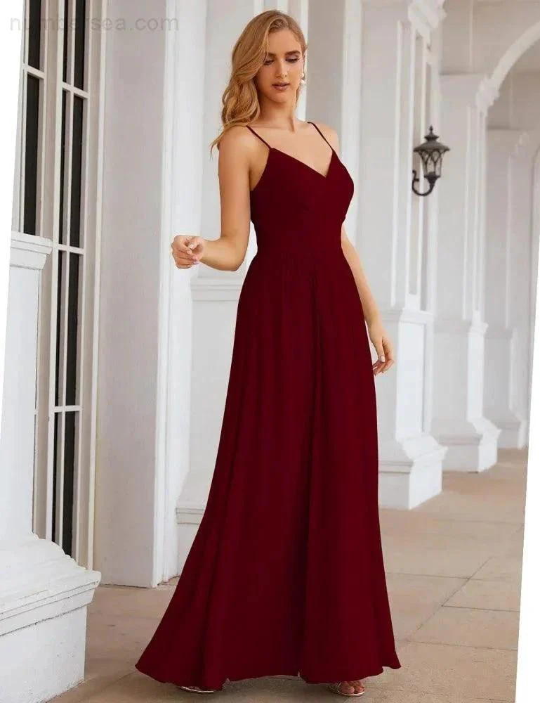 Numbersea Spaghetti Strap Bridesmaid Dresses Long Formal Party Prom Gowns 28060 - Image 15