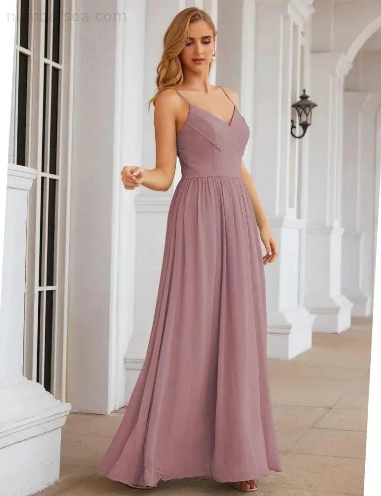 Numbersea Spaghetti Strap Bridesmaid Dresses Long Formal Party Prom Gowns 28060 - Image 19