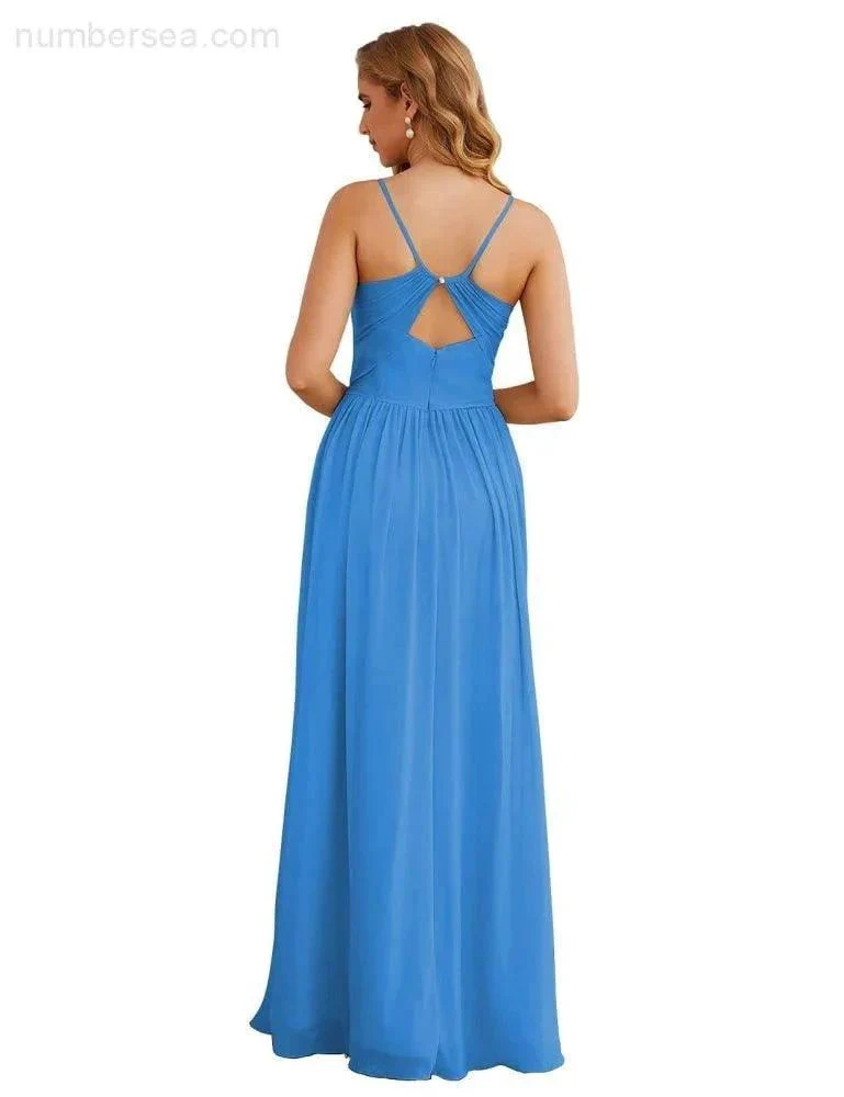 Numbersea Spaghetti Strap Bridesmaid Dresses Long Formal Party Prom Gowns 28060 - Image 2