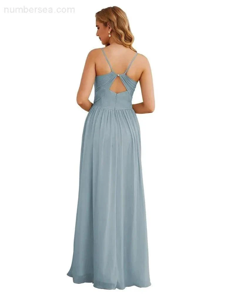 Numbersea Spaghetti Strap Bridesmaid Dresses Long Formal Party Prom Gowns 28060 - Image 22