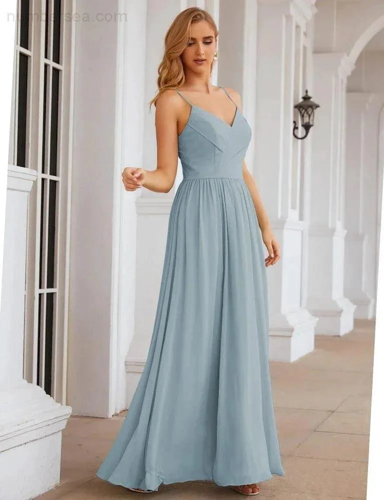 Numbersea Spaghetti Strap Bridesmaid Dresses Long Formal Party Prom Gowns 28060 - Image 23