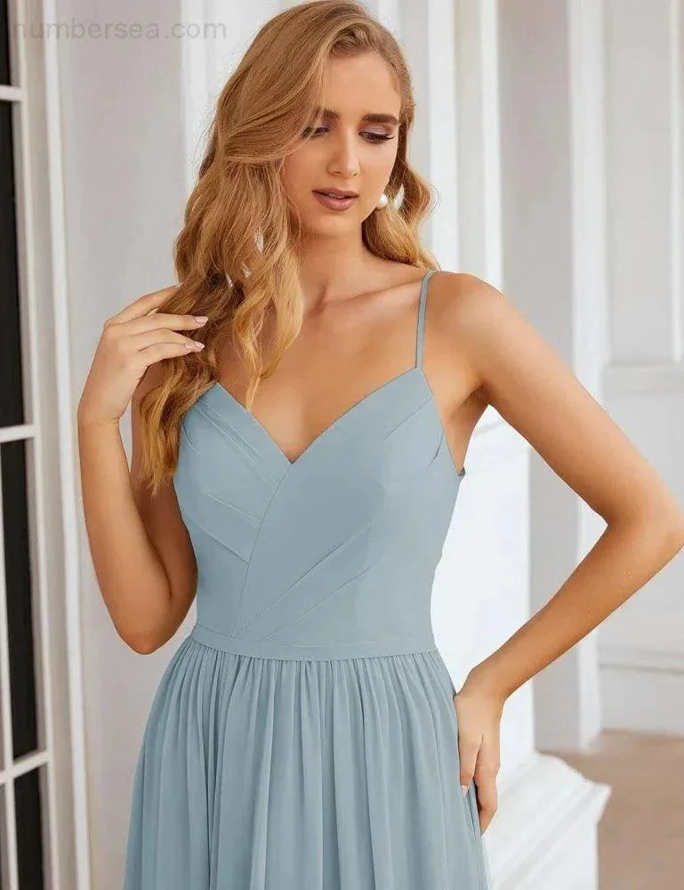 Numbersea Spaghetti Strap Bridesmaid Dresses Long Formal Party Prom Gowns 28060 - Image 24