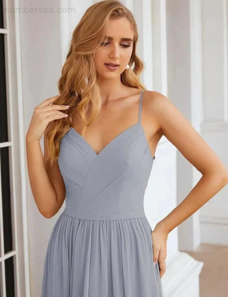 Numbersea Spaghetti Strap Bridesmaid Dresses Long Formal Party Prom Gowns 28060 - Image 28