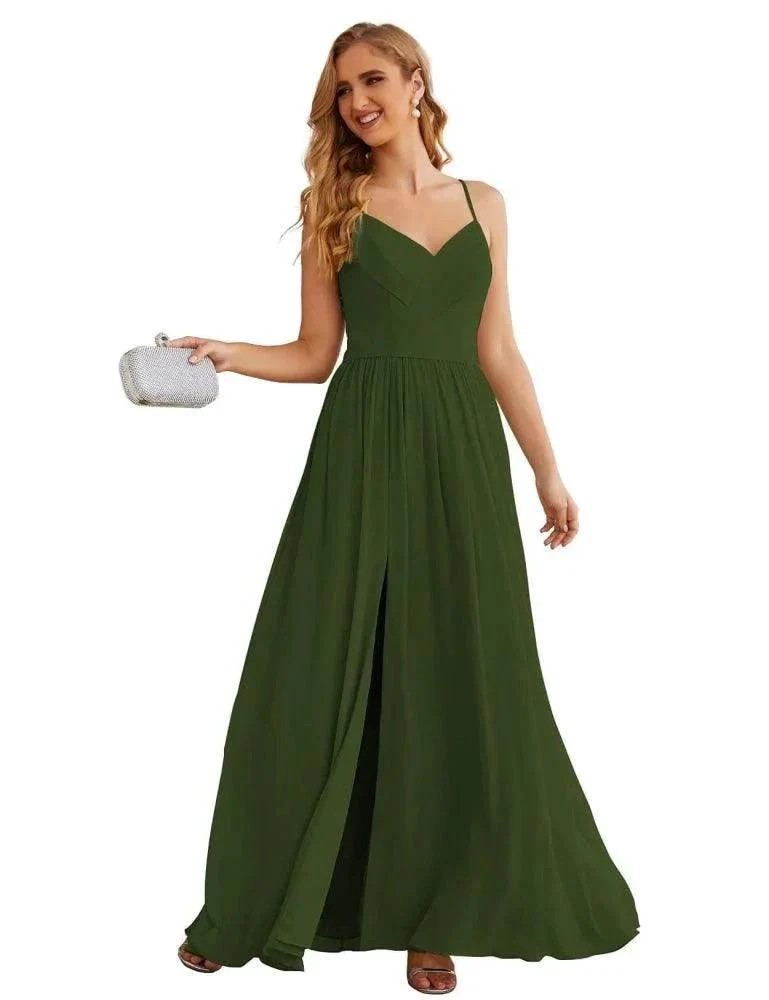 Numbersea Spaghetti Strap Bridesmaid Dresses Long Formal Party Prom Gowns 28060 - Image 29
