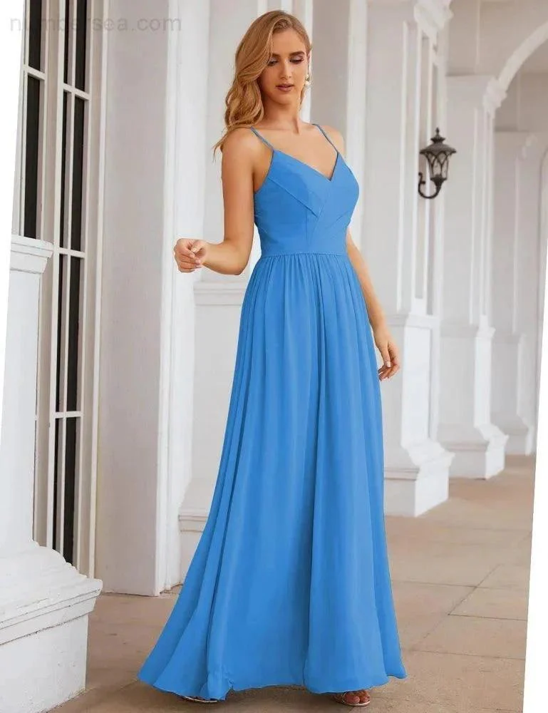 Numbersea Spaghetti Strap Bridesmaid Dresses Long Formal Party Prom Gowns 28060 - Image 3