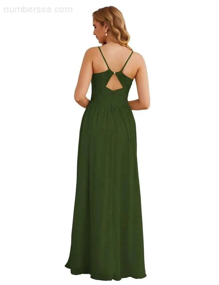 Numbersea Spaghetti Strap Bridesmaid Dresses Long Formal Party Prom Gowns 28060 - Image 30