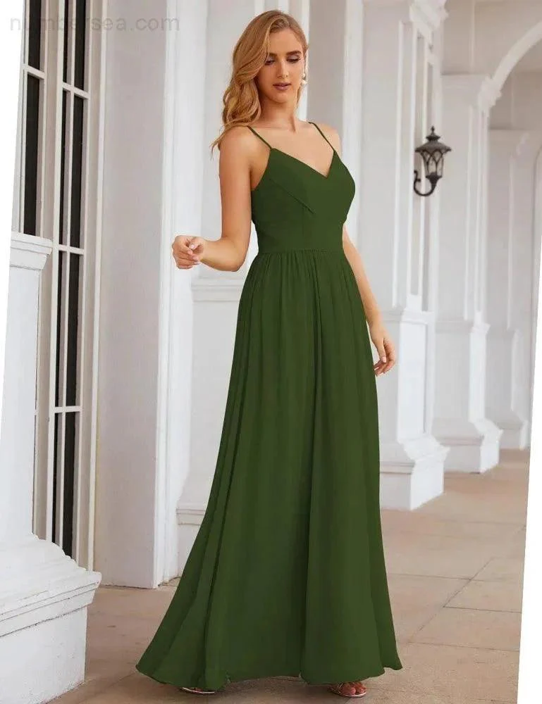 Numbersea Spaghetti Strap Bridesmaid Dresses Long Formal Party Prom Gowns 28060 - Image 31