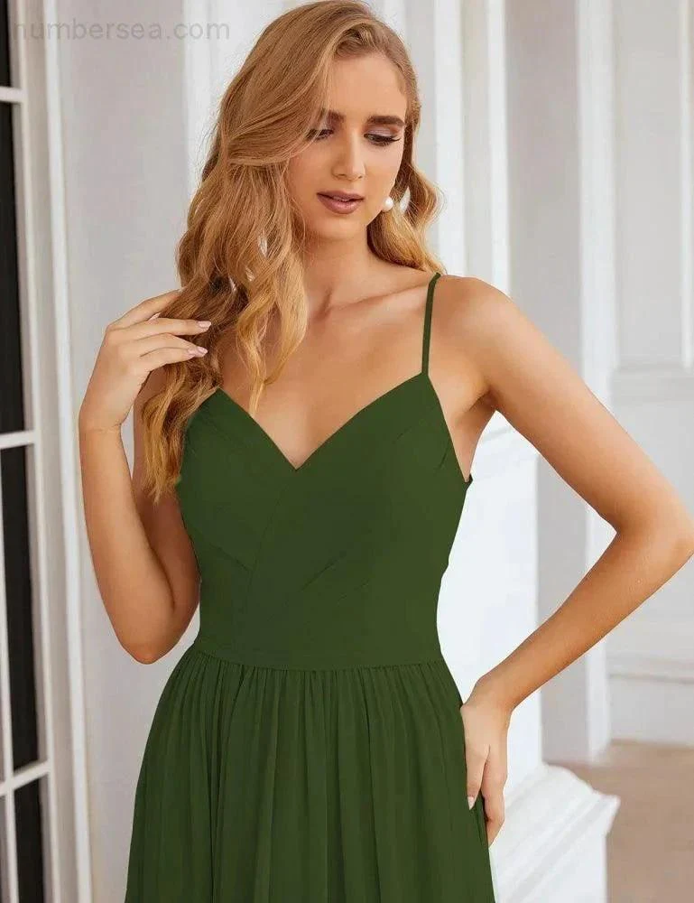 Numbersea Spaghetti Strap Bridesmaid Dresses Long Formal Party Prom Gowns 28060 - Image 32
