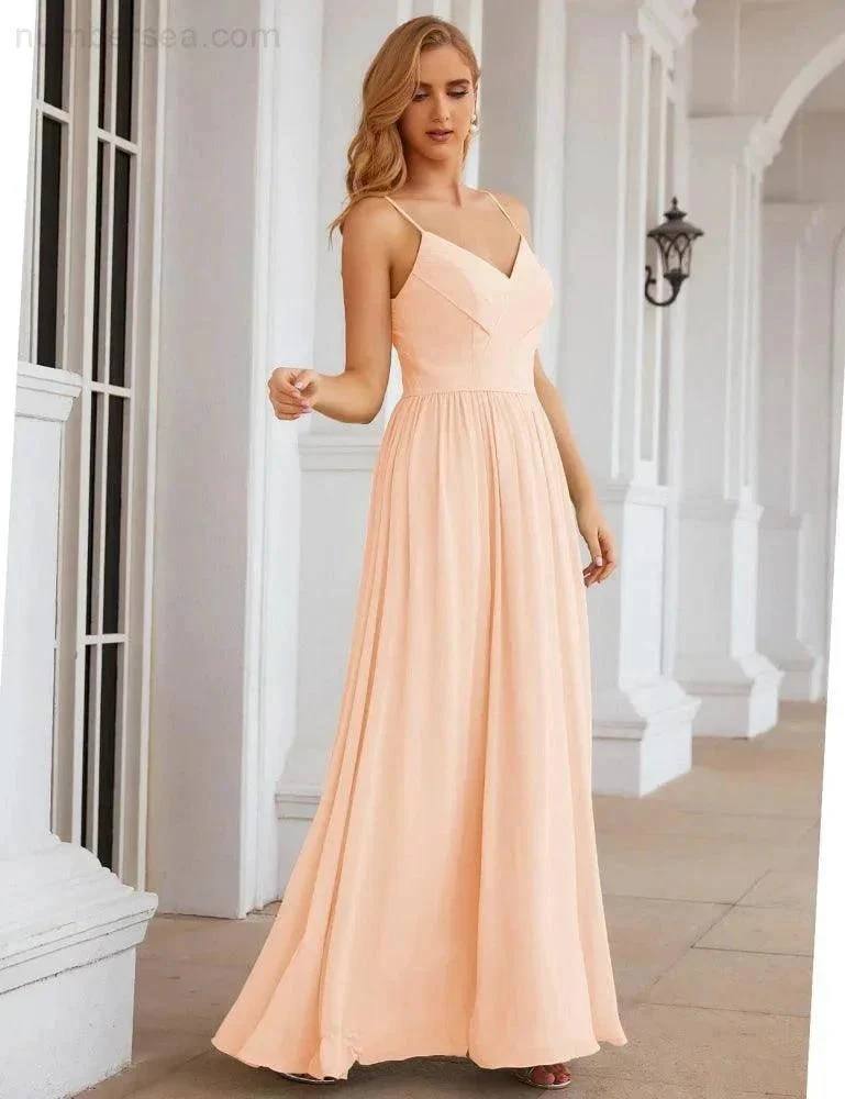 Numbersea Spaghetti Strap Bridesmaid Dresses Long Formal Party Prom Gowns 28060 - Image 35
