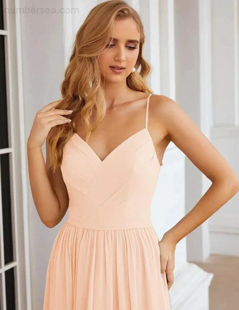Numbersea Spaghetti Strap Bridesmaid Dresses Long Formal Party Prom Gowns 28060 - Image 36