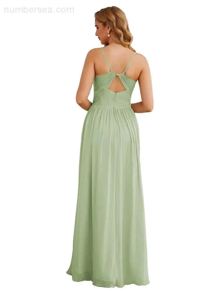 Numbersea Spaghetti Strap Bridesmaid Dresses Long Formal Party Prom Gowns 28060 - Image 42