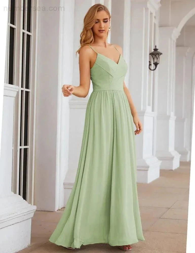 Numbersea Spaghetti Strap Bridesmaid Dresses Long Formal Party Prom Gowns 28060 - Image 43