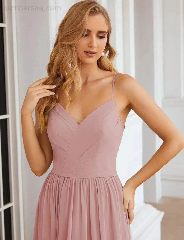 Numbersea Spaghetti Strap Bridesmaid Dresses Long Formal Party Prom Gowns 28060 - Image 48