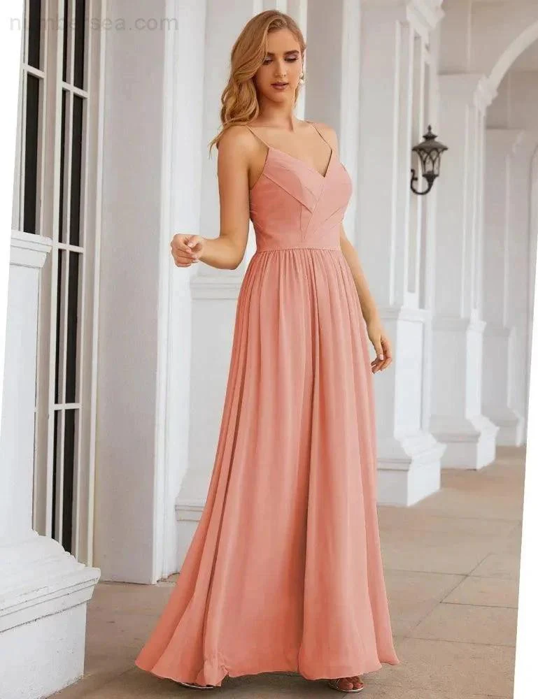 Numbersea Spaghetti Strap Bridesmaid Dresses Long Formal Party Prom Gowns 28060 - Image 7