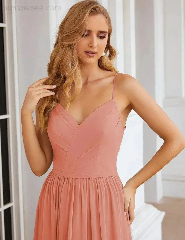 Numbersea Spaghetti Strap Bridesmaid Dresses Long Formal Party Prom Gowns 28060 - Image 8