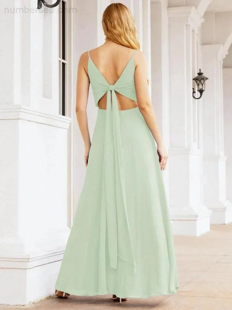 Numbersea Spaghetti Strap Bridesmaid Dresses V Neck Butterfly Back Fromal Evening Party Prom Gown 28036 - Image 10