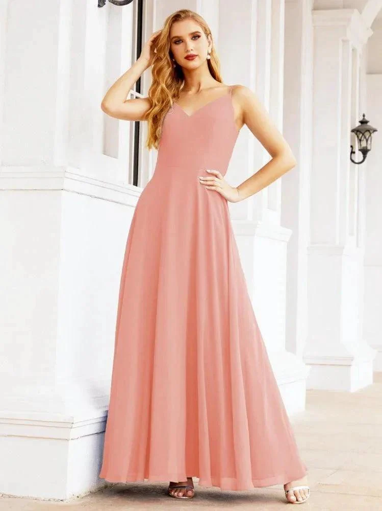 Numbersea Spaghetti Strap Bridesmaid Dresses V Neck Butterfly Back Fromal Evening Party Prom Gown 28036 - Image 11