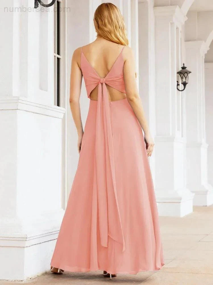 Numbersea Spaghetti Strap Bridesmaid Dresses V Neck Butterfly Back Fromal Evening Party Prom Gown 28036 - Image 12