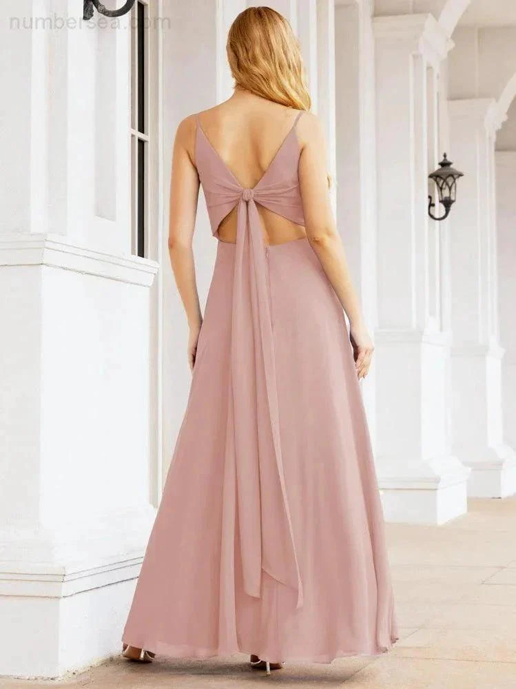 Numbersea Spaghetti Strap Bridesmaid Dresses V Neck Butterfly Back Fromal Evening Party Prom Gown 28036 - Image 18