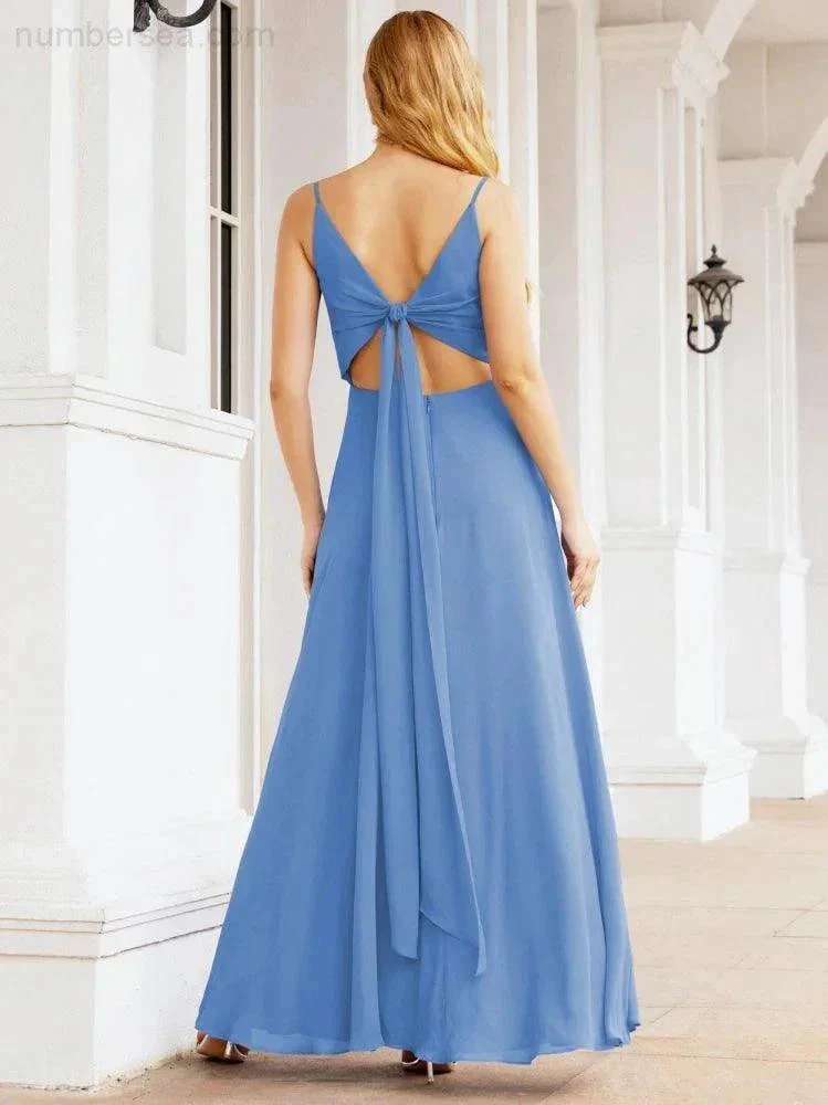 Numbersea Spaghetti Strap Bridesmaid Dresses V Neck Butterfly Back Fromal Evening Party Prom Gown 28036 - Image 20