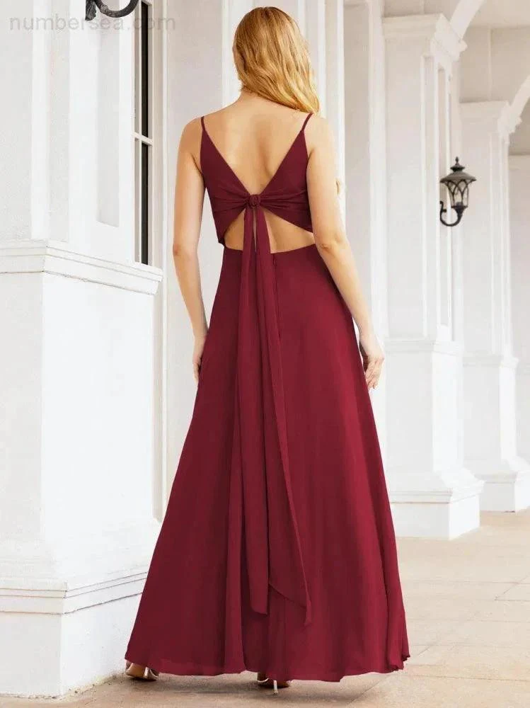 Numbersea Spaghetti Strap Bridesmaid Dresses V Neck Butterfly Back Fromal Evening Party Prom Gown 28036 - Image 24