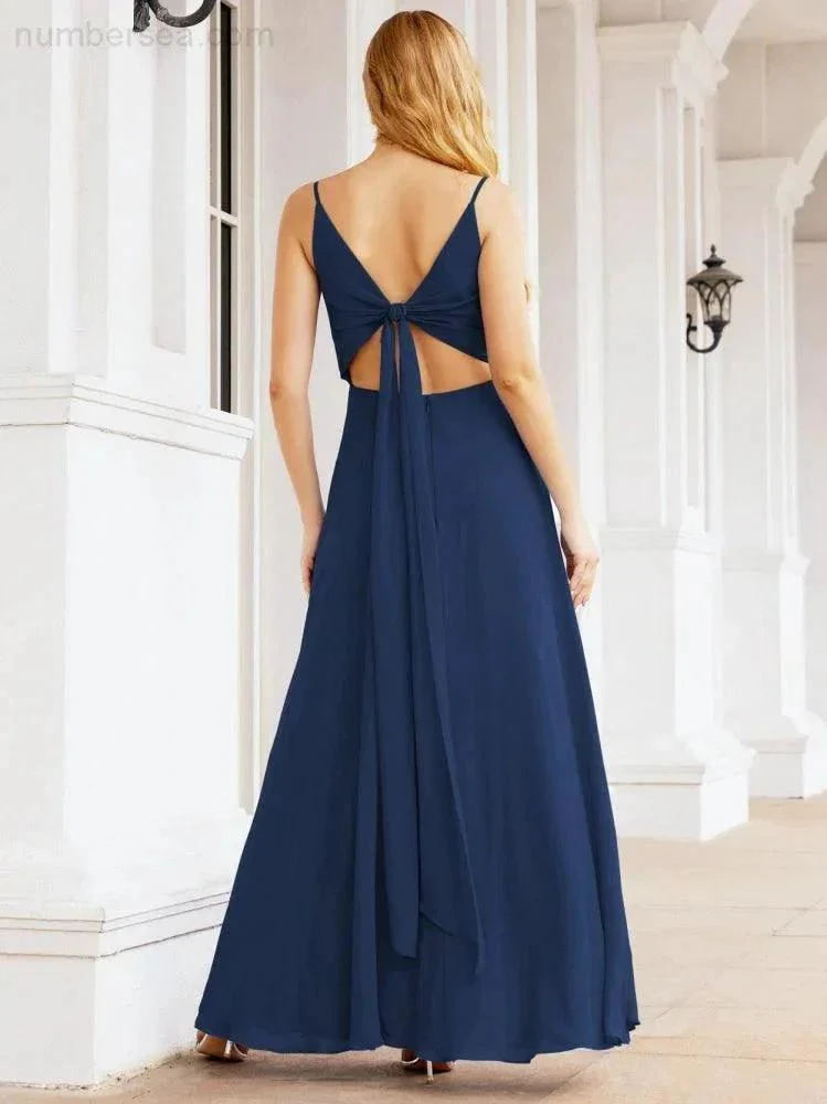 Numbersea Spaghetti Strap Bridesmaid Dresses V Neck Butterfly Back Fromal Evening Party Prom Gown 28036 - Image 26