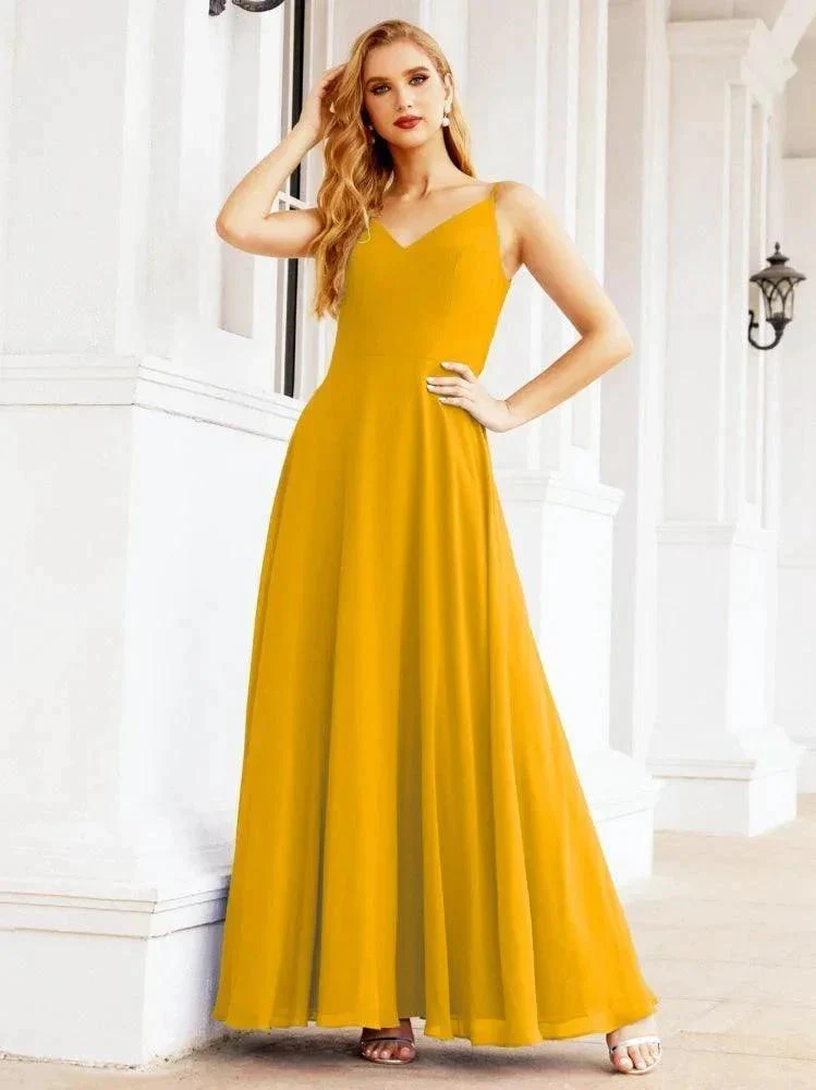 Numbersea Spaghetti Strap Bridesmaid Dresses V Neck Butterfly Back Fromal Evening Party Prom Gown 28036 - Image 3