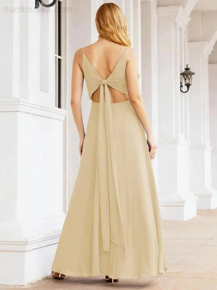 Numbersea Spaghetti Strap Bridesmaid Dresses V Neck Butterfly Back Fromal Evening Party Prom Gown 28036 - Image 32