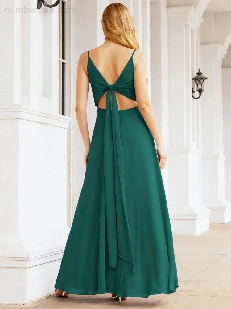 Numbersea Spaghetti Strap Bridesmaid Dresses V Neck Butterfly Back Fromal Evening Party Prom Gown 28036 - Image 34