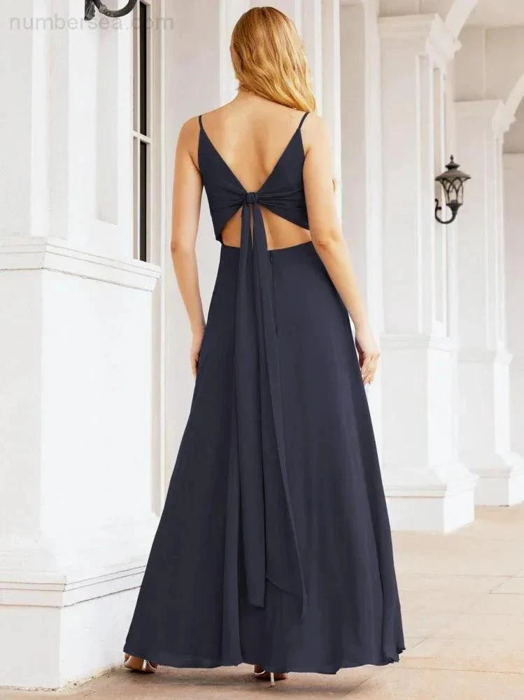 Numbersea Spaghetti Strap Bridesmaid Dresses V Neck Butterfly Back Fromal Evening Party Prom Gown 28036 - Image 36