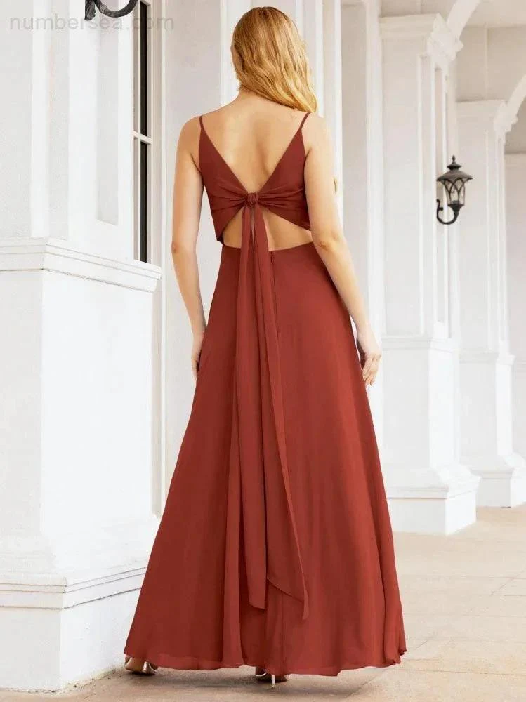 Numbersea Spaghetti Strap Bridesmaid Dresses V Neck Butterfly Back Fromal Evening Party Prom Gown 28036 - Image 38