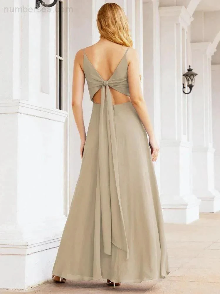 Numbersea Spaghetti Strap Bridesmaid Dresses V Neck Butterfly Back Fromal Evening Party Prom Gown 28036 - Image 48