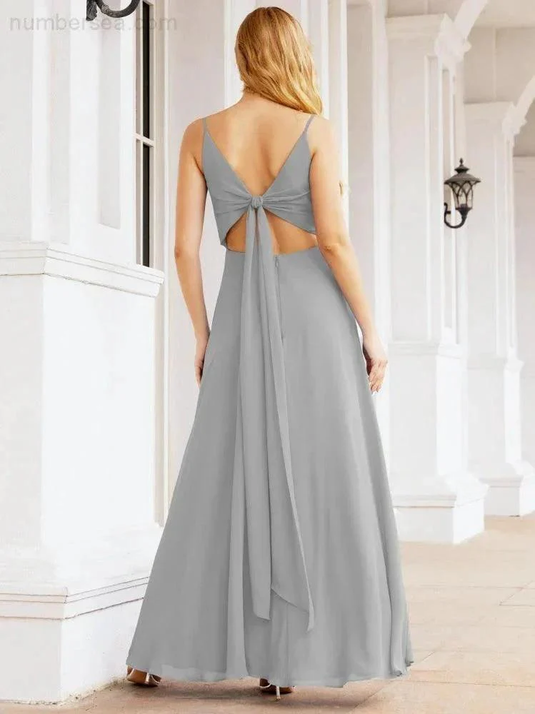 Numbersea Spaghetti Strap Bridesmaid Dresses V Neck Butterfly Back Fromal Evening Party Prom Gown 28036 - Image 50