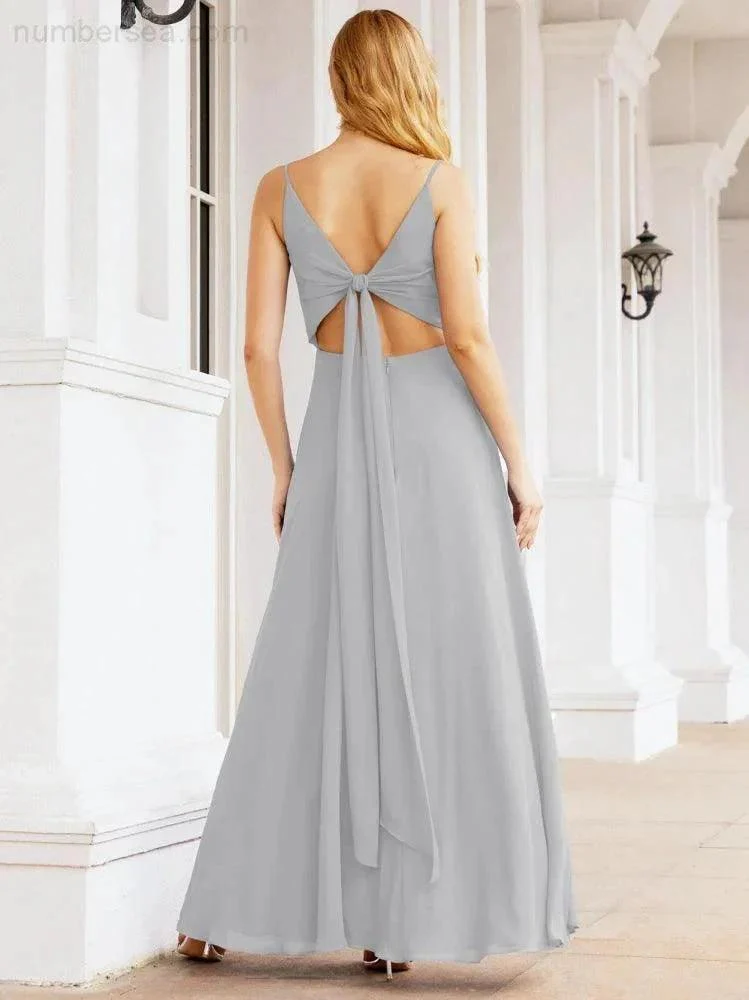 Numbersea Spaghetti Strap Bridesmaid Dresses V Neck Butterfly Back Fromal Evening Party Prom Gown 28036 - Image 54