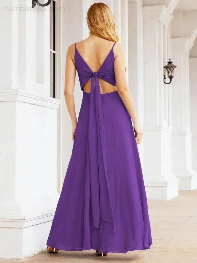 Numbersea Spaghetti Strap Bridesmaid Dresses V Neck Butterfly Back Fromal Evening Party Prom Gown 28036 - Image 56