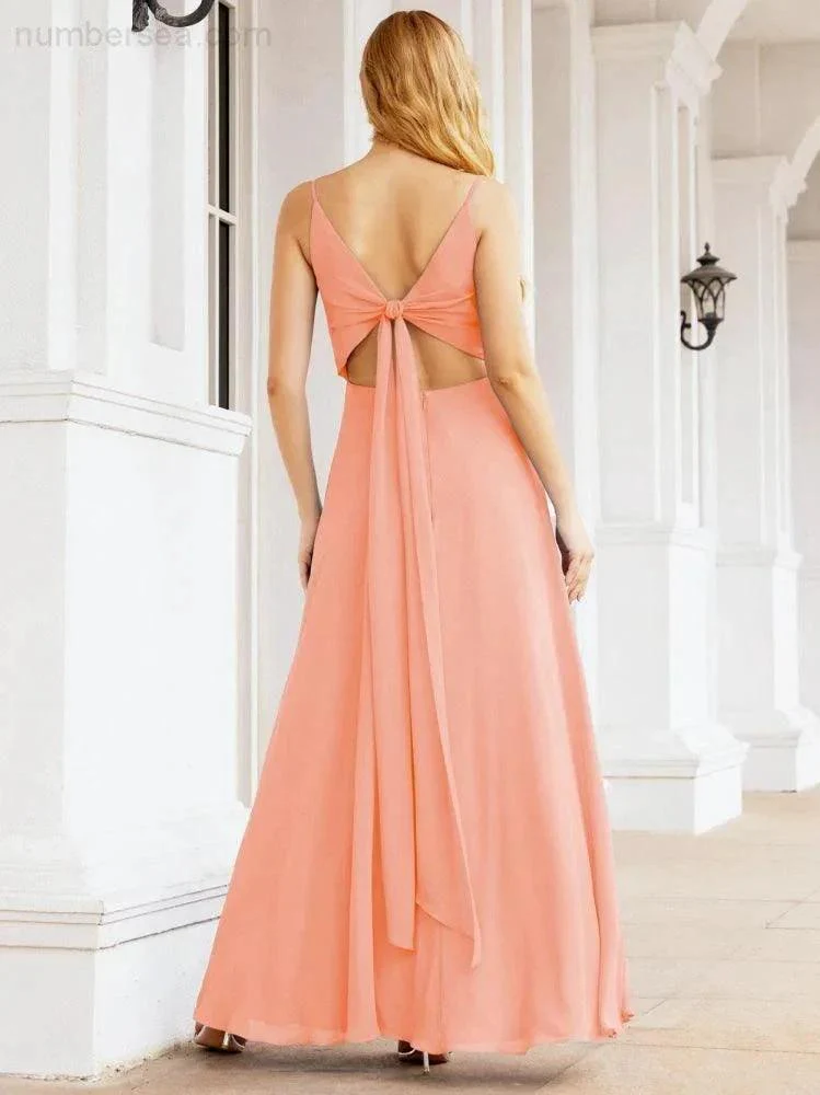 Numbersea Spaghetti Strap Bridesmaid Dresses V Neck Butterfly Back Fromal Evening Party Prom Gown 28036 - Image 58