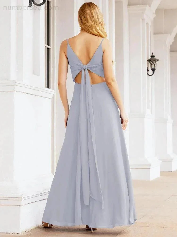 Numbersea Spaghetti Strap Bridesmaid Dresses V Neck Butterfly Back Fromal Evening Party Prom Gown 28036 - Image 6