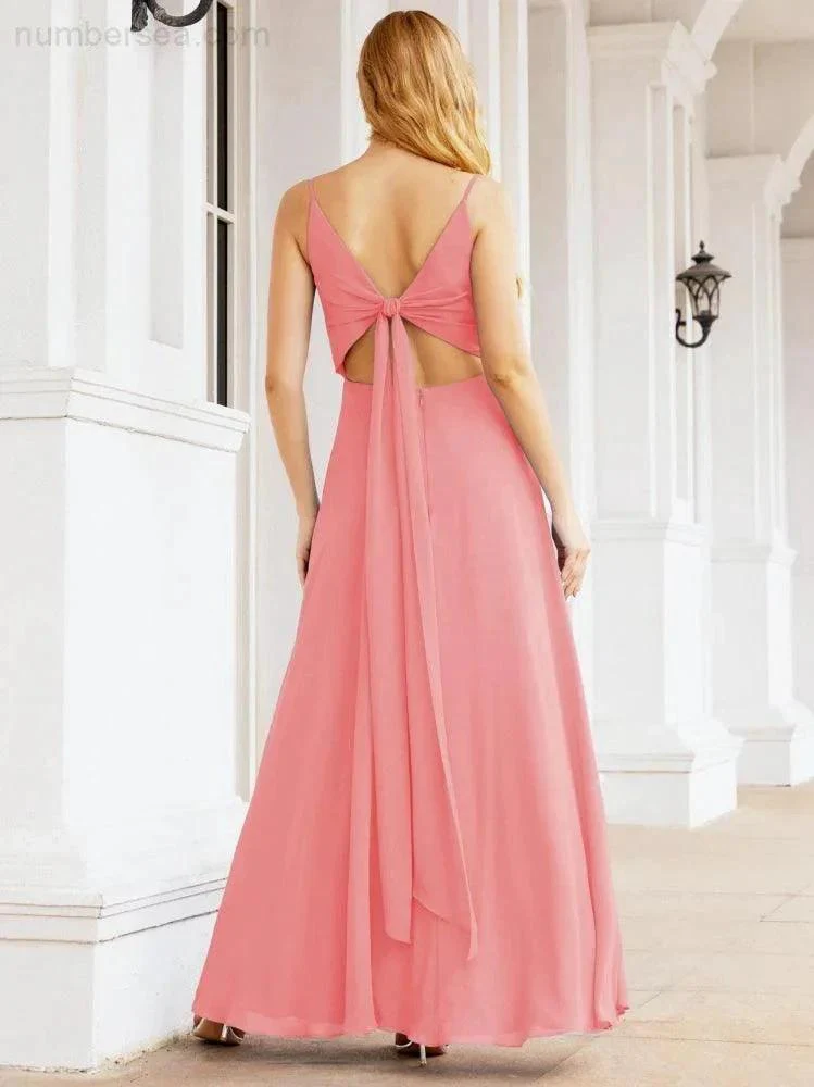 Numbersea Spaghetti Strap Bridesmaid Dresses V Neck Butterfly Back Fromal Evening Party Prom Gown 28036 - Image 60
