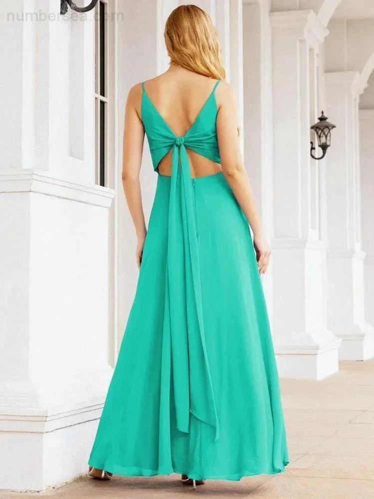 Numbersea Spaghetti Strap Bridesmaid Dresses V Neck Butterfly Back Fromal Evening Party Prom Gown 28036 - Image 64