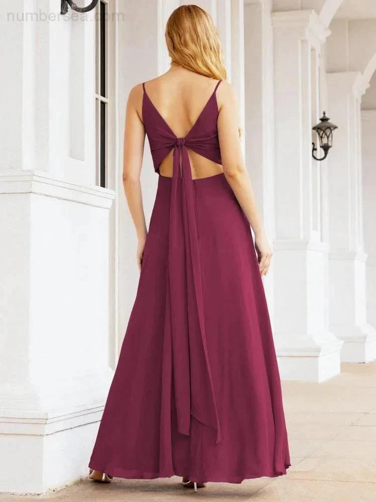 Numbersea Spaghetti Strap Bridesmaid Dresses V Neck Butterfly Back Fromal Evening Party Prom Gown 28036 - Image 68