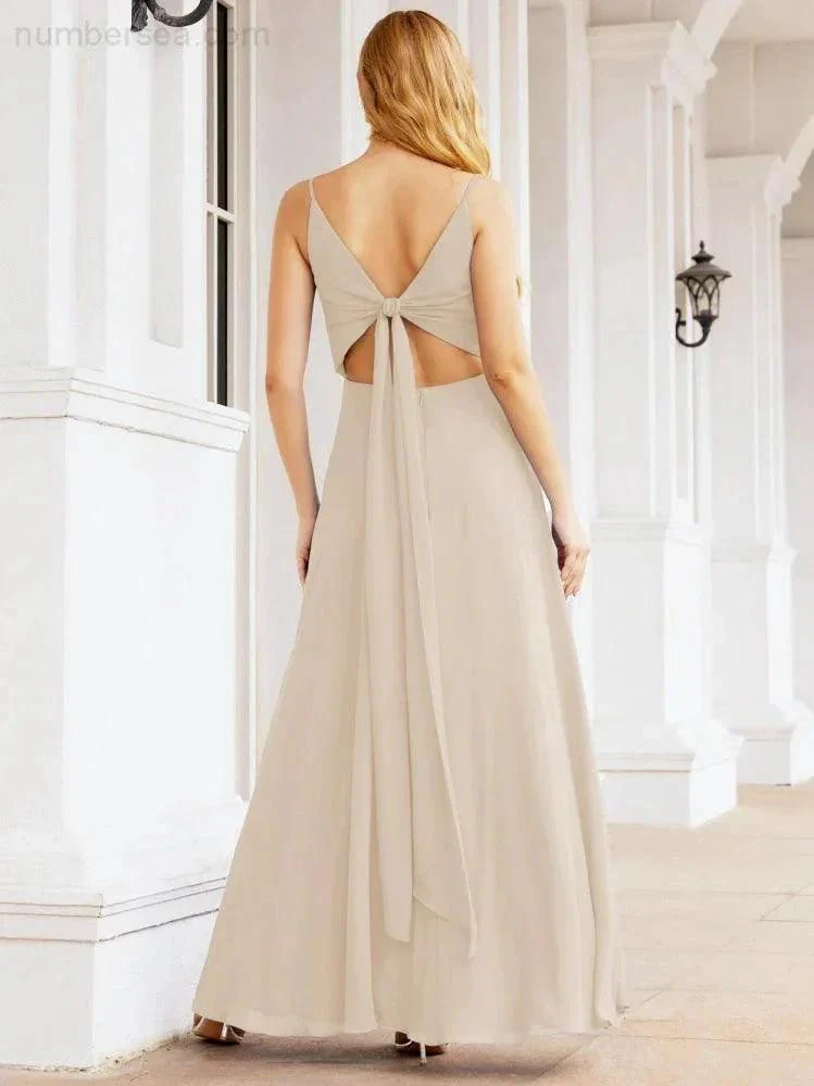 Numbersea Spaghetti Strap Bridesmaid Dresses V Neck Butterfly Back Fromal Evening Party Prom Gown 28036 - Image 70